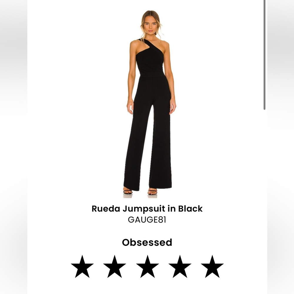 Gauge81 Black One-Shoulder Wide Leg Jumpsuit